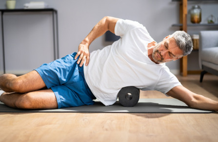 Foam roller being used