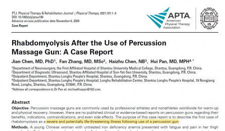 Journal title page: Rhabdomyolysis with massage gun usage